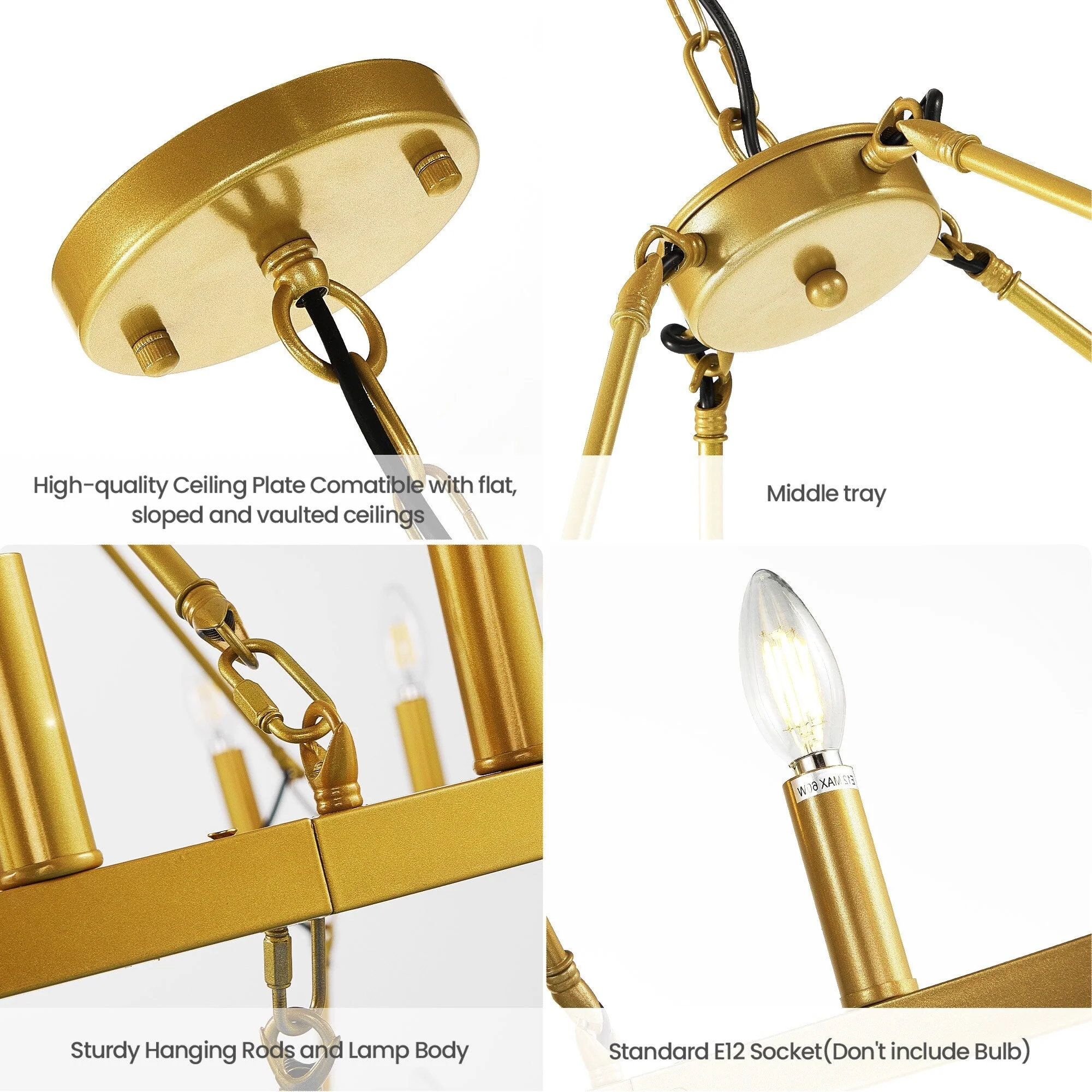 Modern Farmhouse Chandelier 2 Tier Round Wagon Wheel Chandelier Large High Ceiling Light.