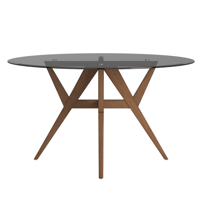 Sheeba Round Mid-Century Modern Walnut Base Dining Table by iNSPIRE Q Modern