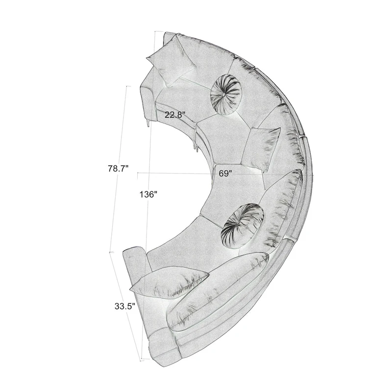 136  Velvet Semicircle couch Modular Curve Sectional Sofa