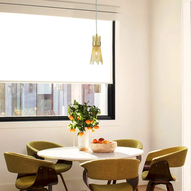 C Cattleya 1-Light Brass Gold Sunburst Hanging Pendant Light