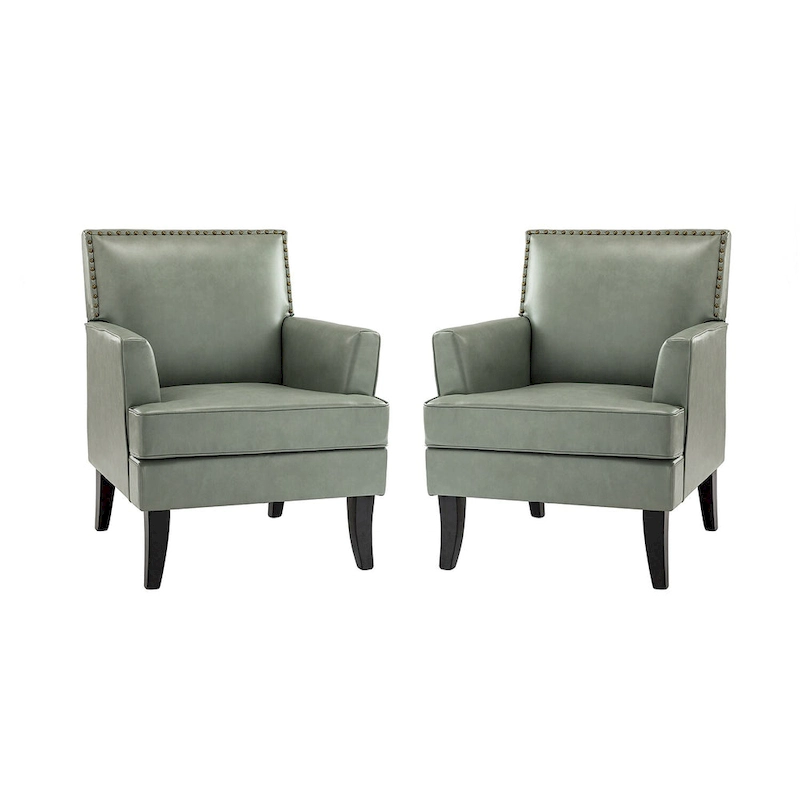 Nileus Modern Classic Polyester Accent Chair with Solid Wooden Legs Set of 2 by HULALA HOME