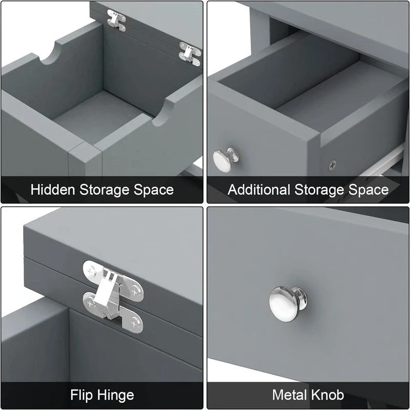 Material Flip Top Narrow End Table - 11D x 23.5W x 24H