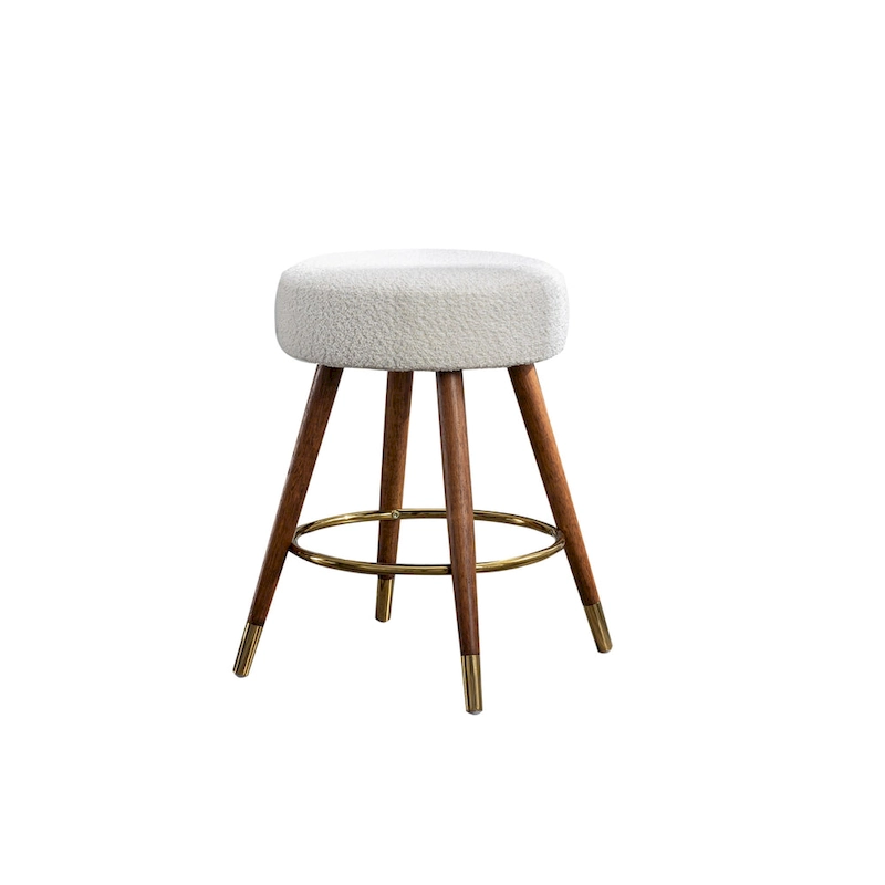 White 23.88 Upholstered Swivel Stool with Wood Frame