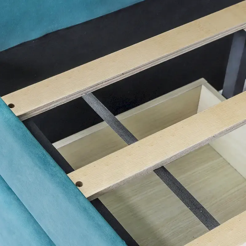 Twin Velvet Daybed with Drawers & Wood Slats