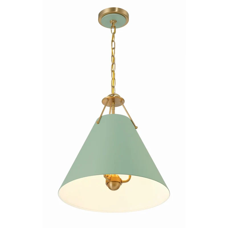 Xavier 3 Light Vibrant Gold and Green Pendant - 16 W x 16.5 H x 16 D
