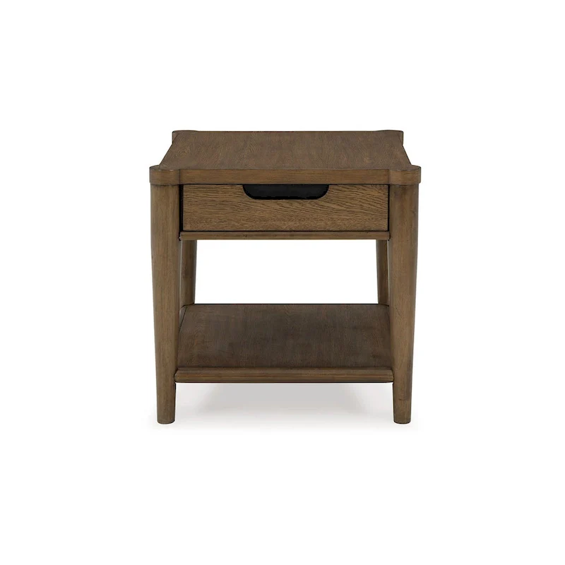 Howie Side End Table, Drawer and Shelf, Rectangular 26 Inch Brown Wood