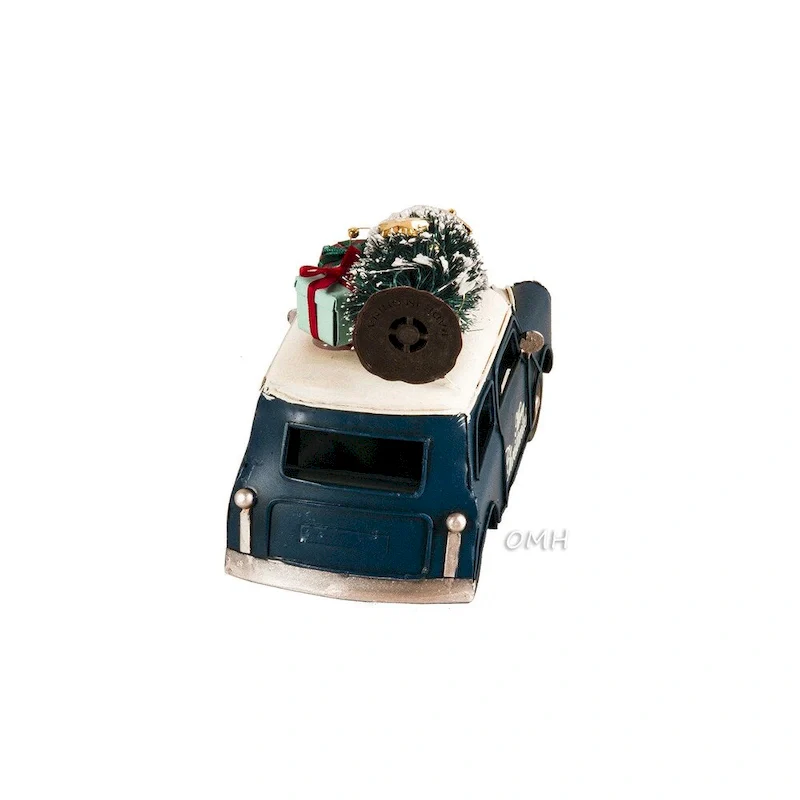 Handmade 1960s Mini Cooper Christmas Car Model Set of 2