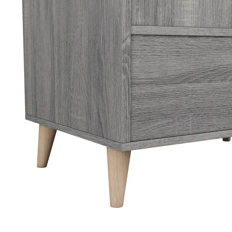 DH BASIC Mid-Century Modern Distressed Grey 1-Drawer Wardrobe Armoire by Denhour