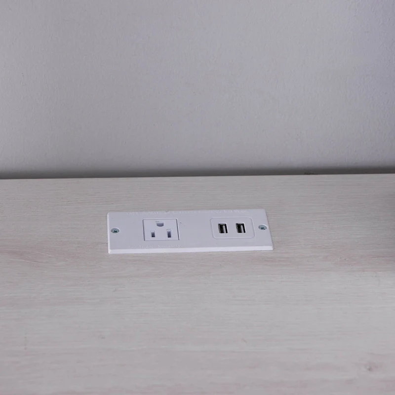 Transitional 59-inch L-shaped Computer Desk with USBs by