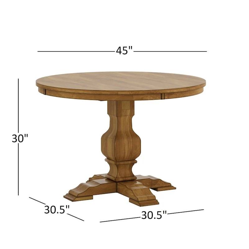 Round Oak Dining Set - 3-Piece with Slat Back Chairs