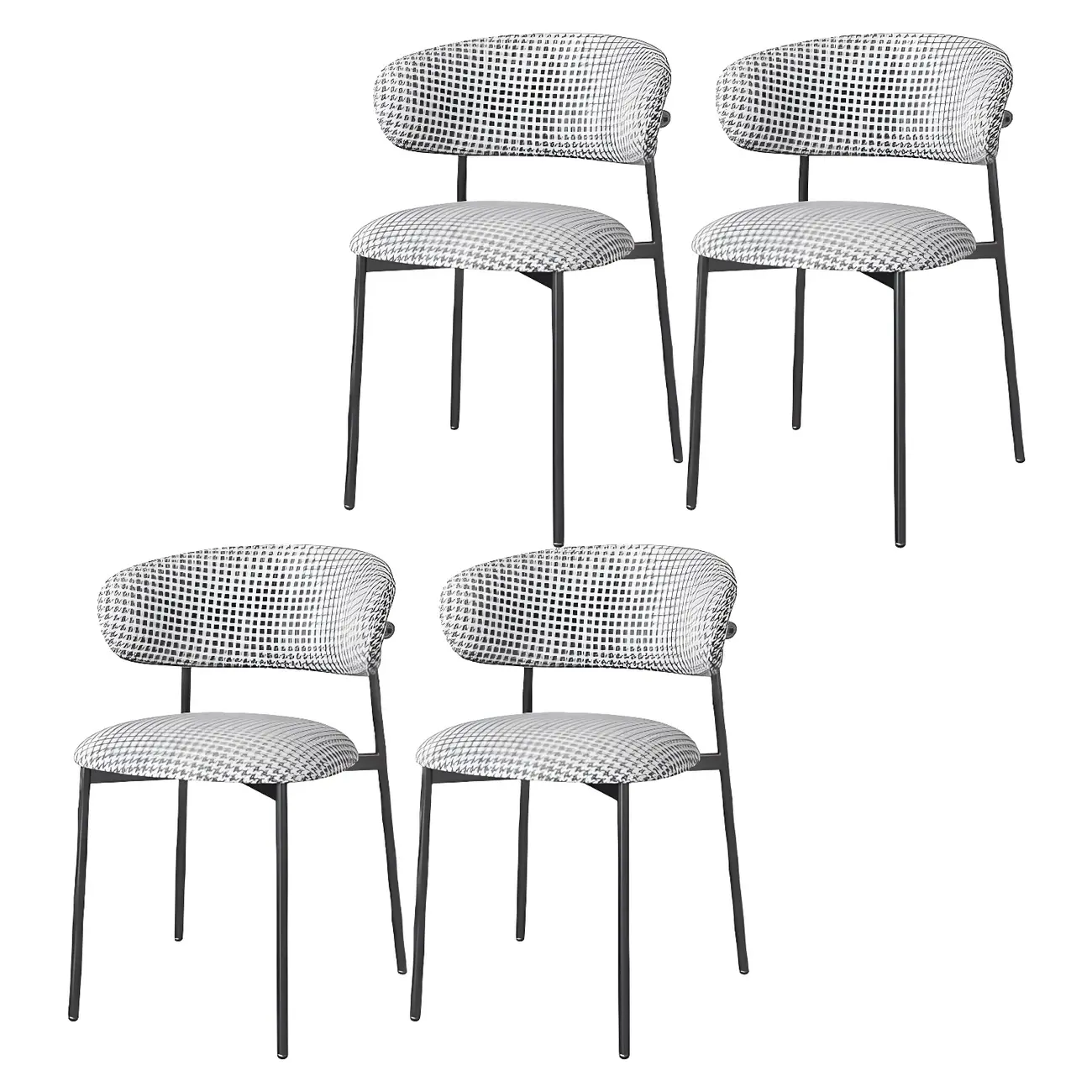 Scandinavian Velvet Upholstered Dining Room Chairs Set of 4