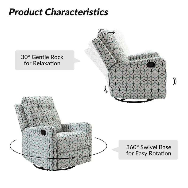 Manual Swivel Recliner with Tufted Back Set of 2