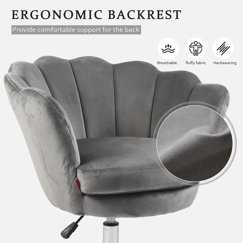 VANITII Accent Chair Swivel Vanity Chair Office Desk Chair With Wheels Modern Height Adjustable Pink/Grey/White