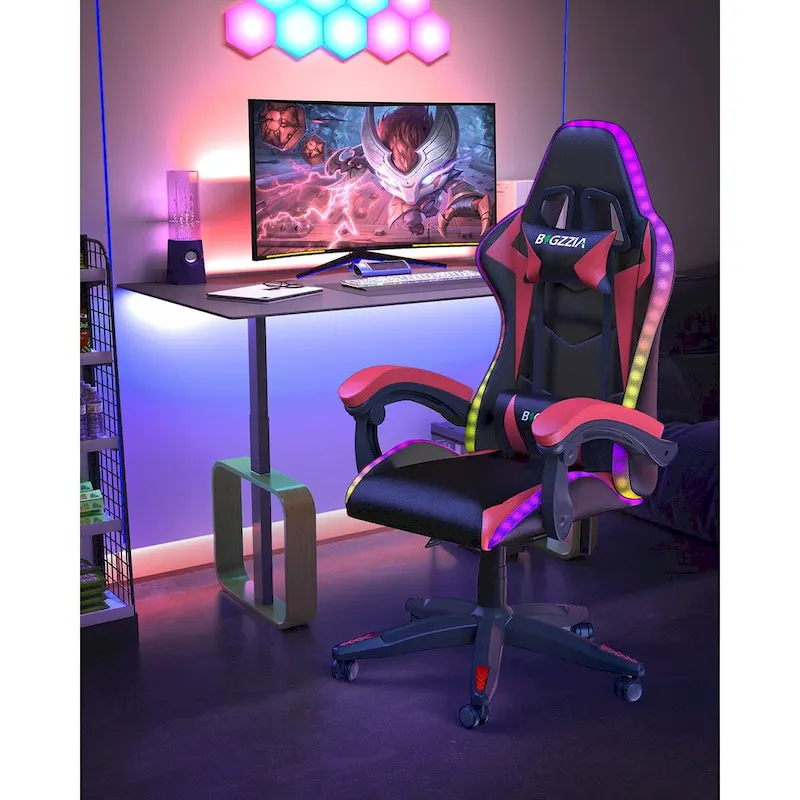 RGB Gaming Chair with LED Lights and Ergonomic Computer Chair