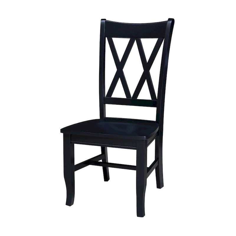Double X-Back Solid Wood Chairs - Set of Two