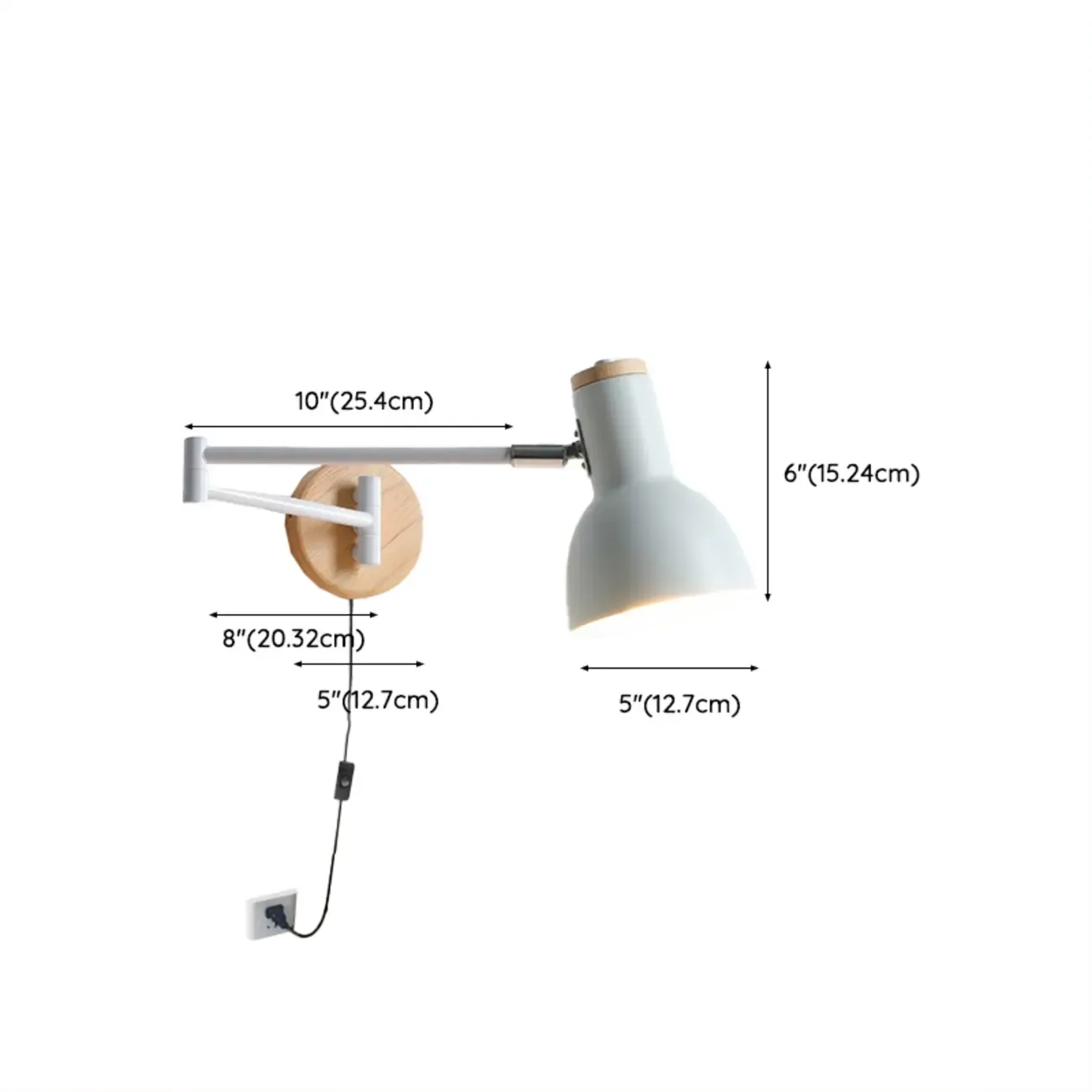 Modern White Adjustable Swing Arm Wall Light