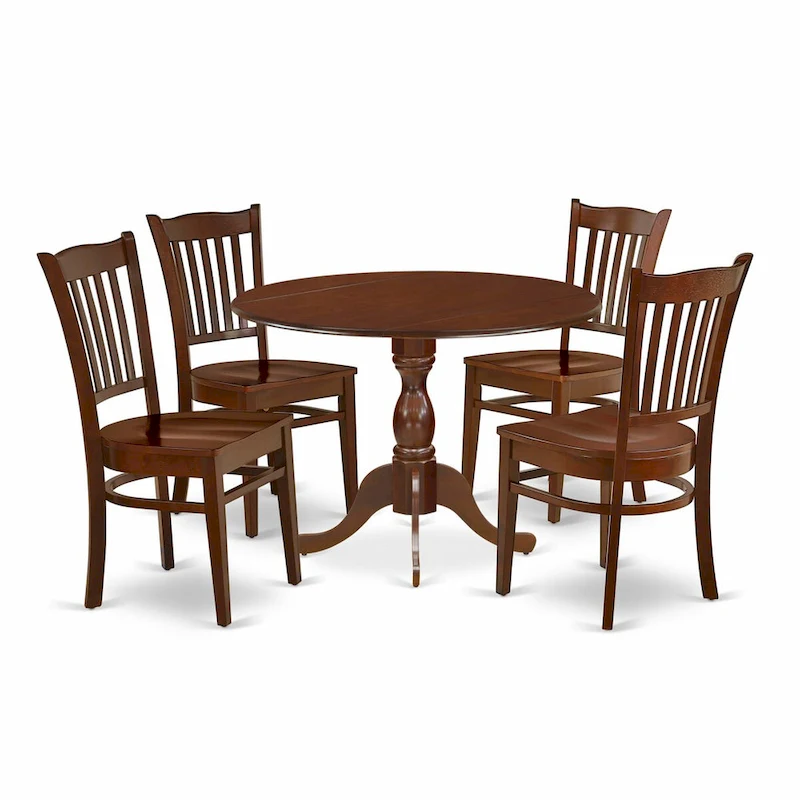 East West Furniture 5 Piece Dining Room Table Set- a Round Kitchen Table and 4 Dining Chairs, (Finish Options)