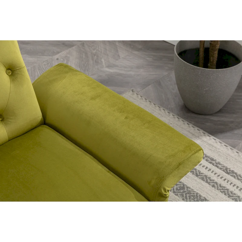 Olive Green 32.28 Tufted Accent Chair with Ottoman