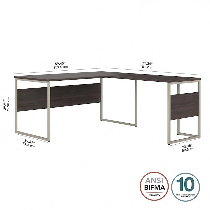 60W x 30D L-Shaped Table Desk with Metal Legs