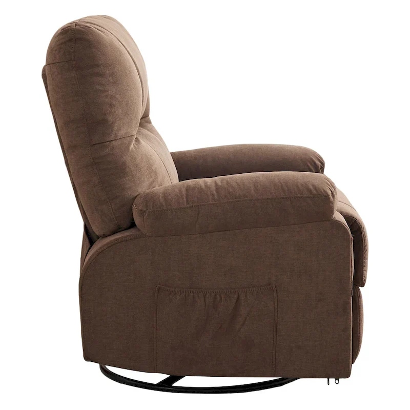 360 Linen Swivel Rocker Recliner with Side Pockets