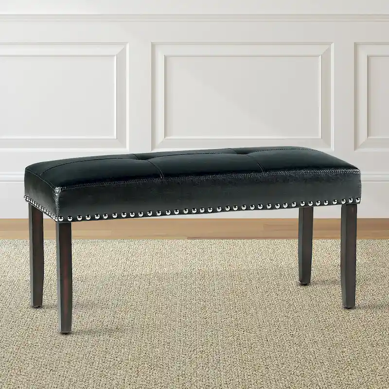 Steve Silver Winlock Faux Leather Dining Bench with Nailheads,