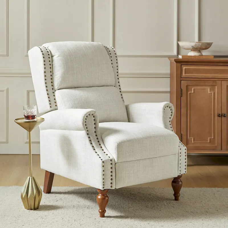 Terri Traditional Roll Arm Manual Recliner with Solid Wood Legs by HULALA HOME