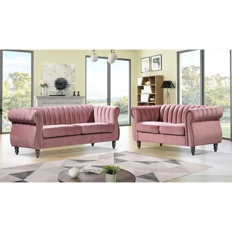 Capucina 2-piece Velvet Living Room Sofa Set