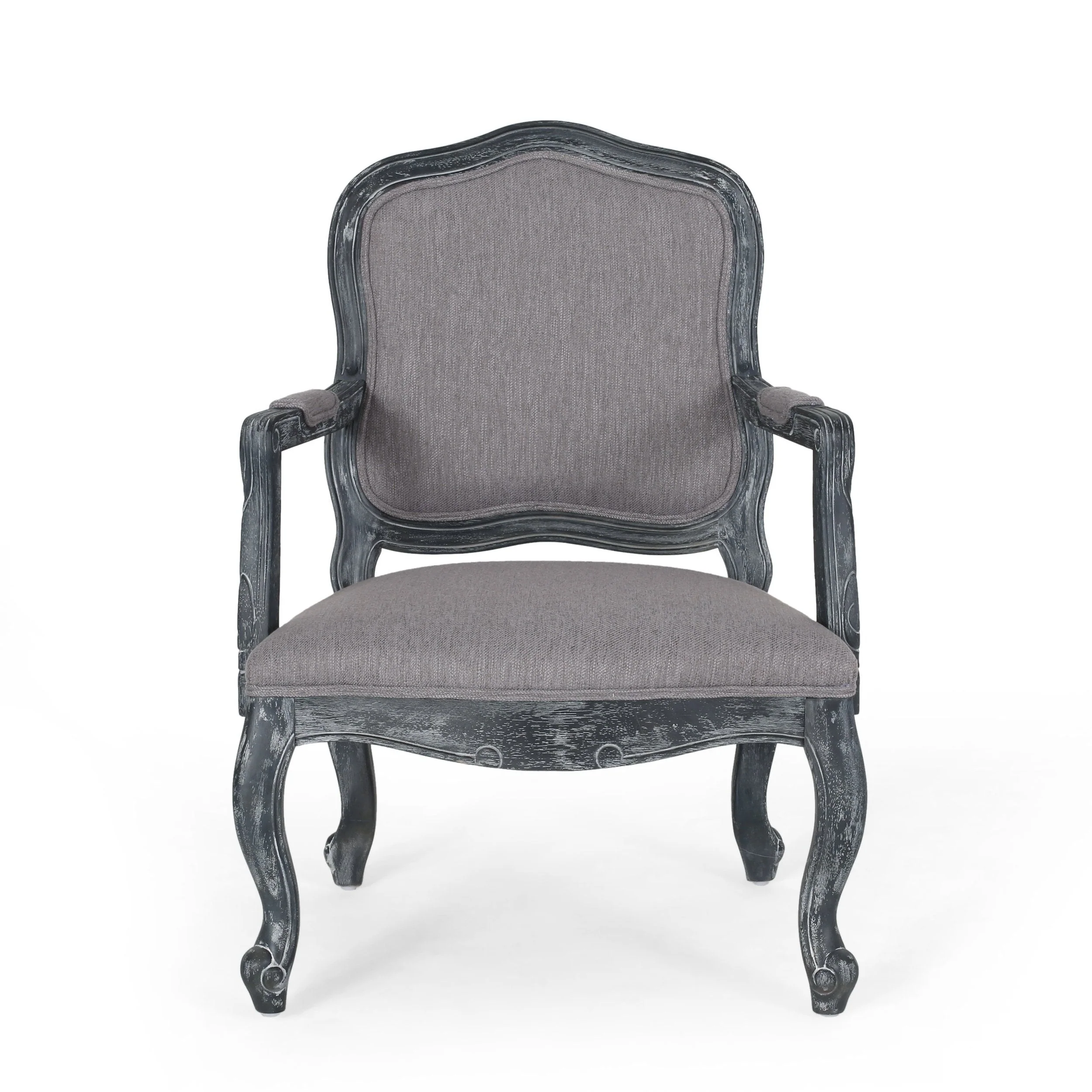 French Country Wood Upholstered Dining Armchair - NH581513