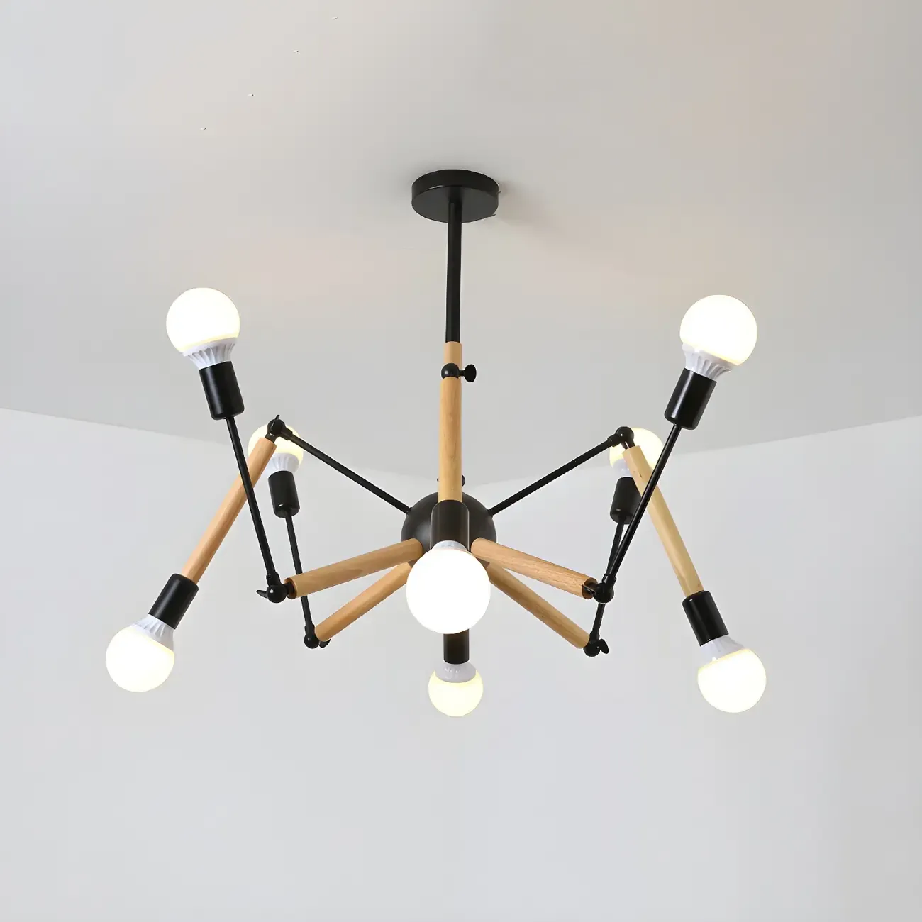 Modern Multi-Light Metal Adjustable Downrod Sputnik Chandelier