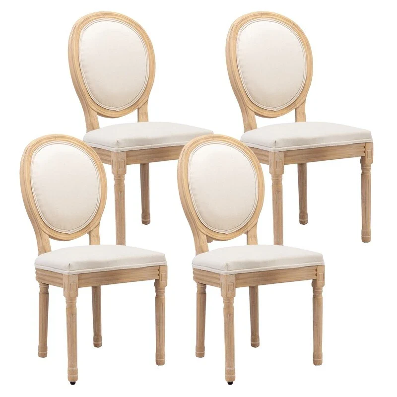 French Chair Dining Chair Solid Wood with Nailhead Trim Set of 2