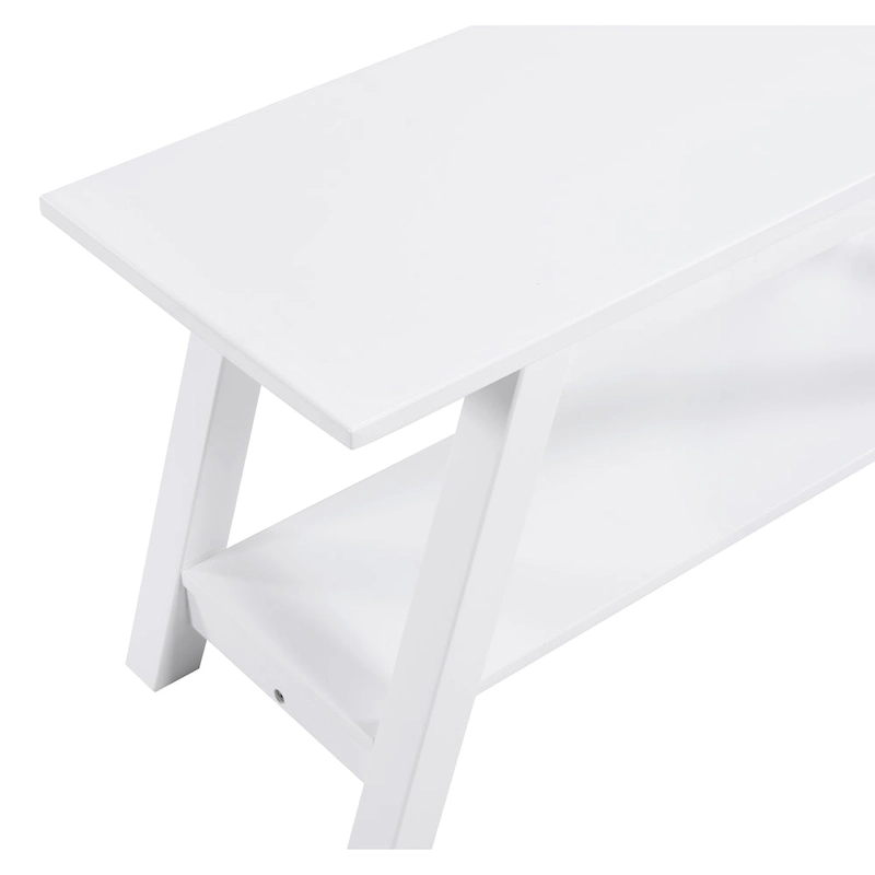 Roundhill Furniture Elyz Solid Wood Bench with Shelf, White