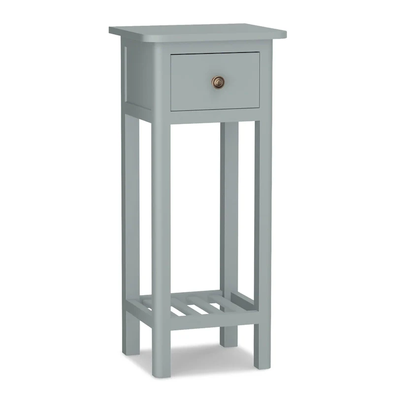 2 Tier Narrow Side Table Wood Slim End Table Nightstand with Drawer