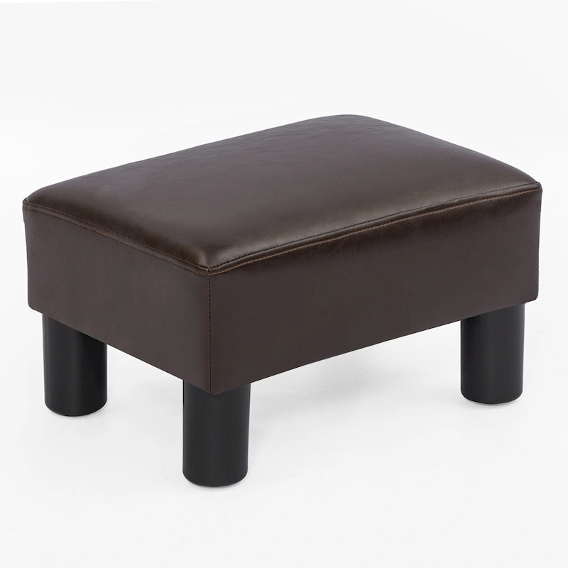Adeco Small Rectangular Ottoman Modern PU Leather Footrest Stool Chair