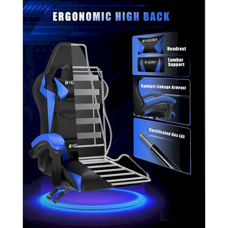 RGB Gaming Chair with LED Lights and Ergonomic Computer Chair