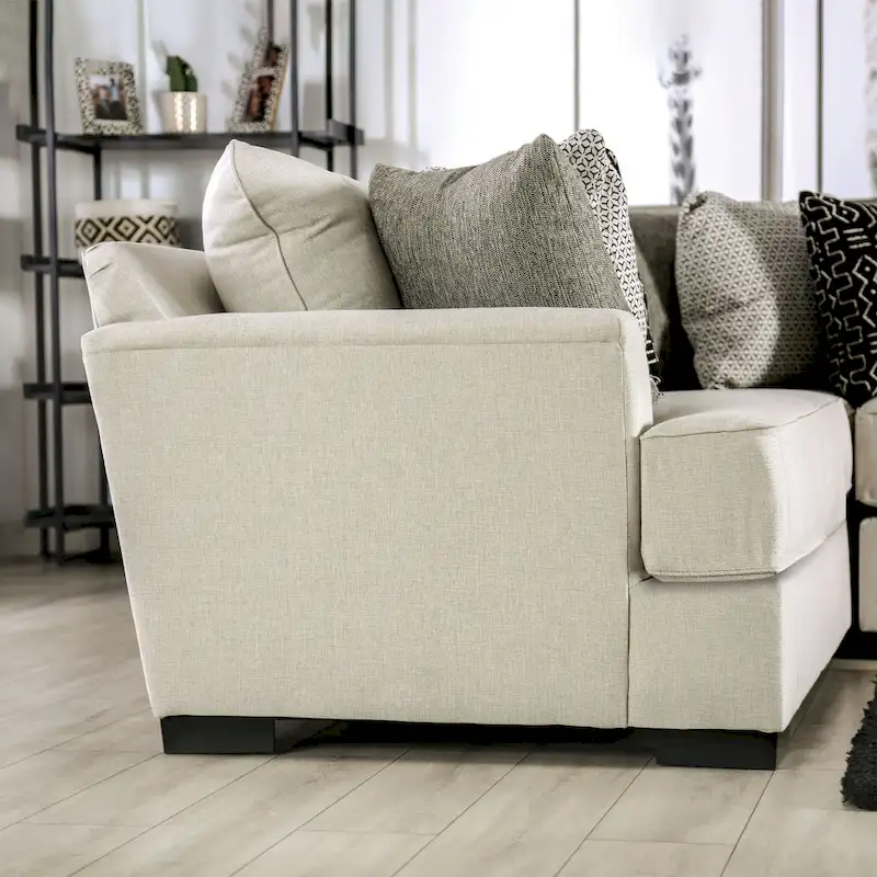 Ilka Transitional Chenille L-Shaped Flared Arms Sectional by Furniture of America