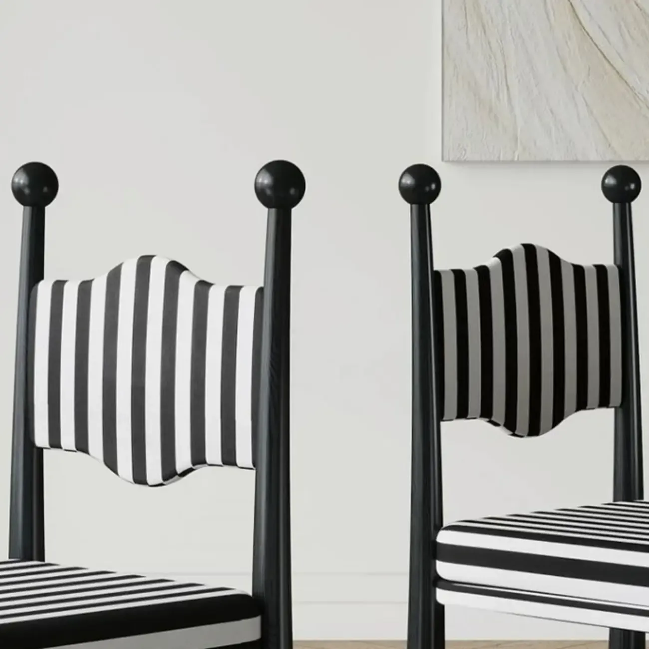 Upholstered Black Armless Striped Dining Chair