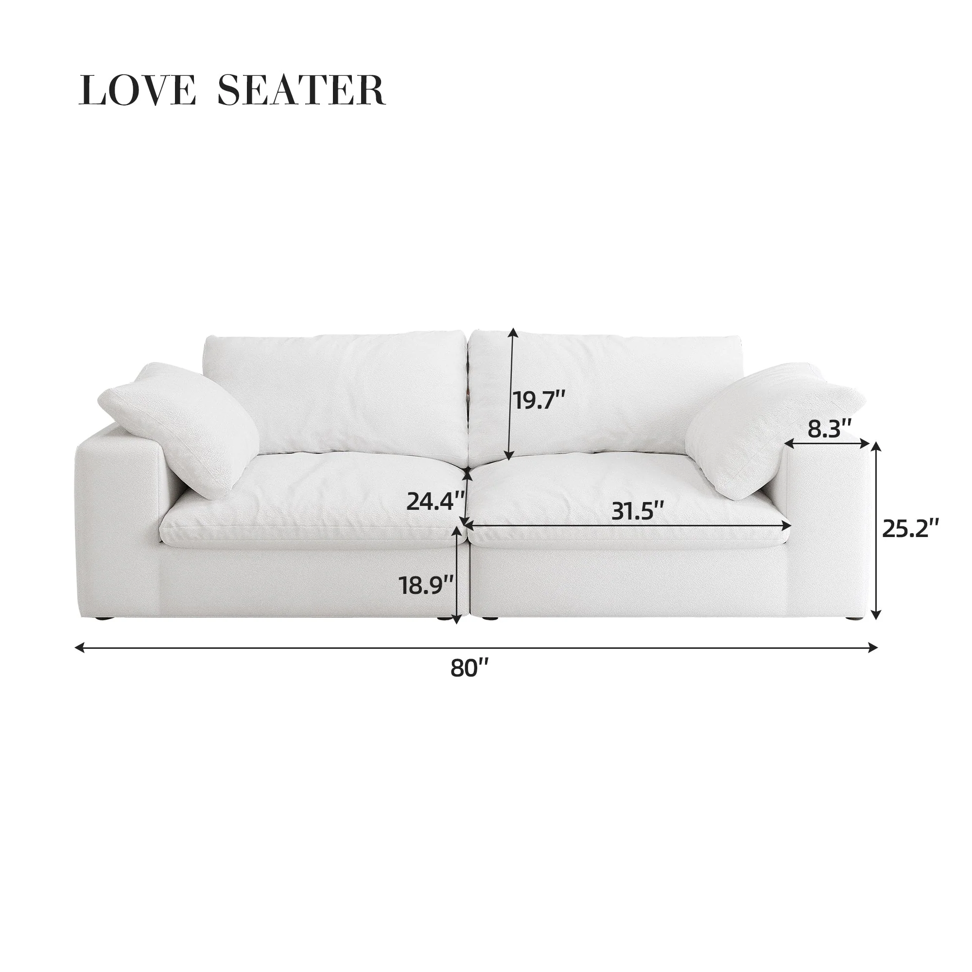 Walker Edison | Cloud Modular 80' Down Filled Loveseat Sofa