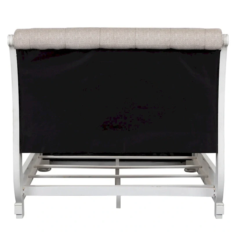 Antique White Tufted Upholstered Sleigh Bed