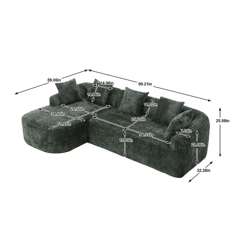 L-Shaped Sectional Sofa (3-Seater)