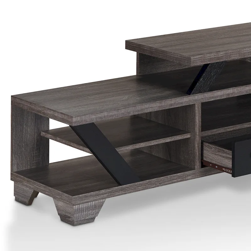 Modern Gray 82 Wide Open Shelf Tiered TV Stand