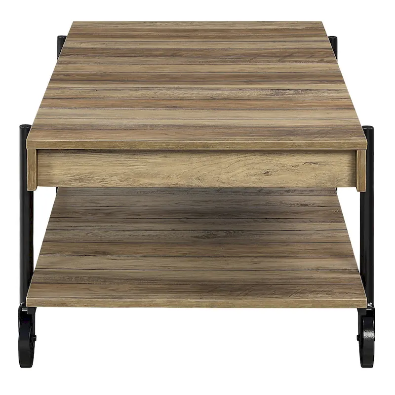 Farmhouse Steel 2-Piece Coffee Table Set with Shelf