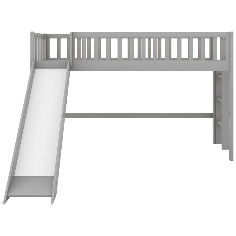 Pine Low Loft Bed with Slide