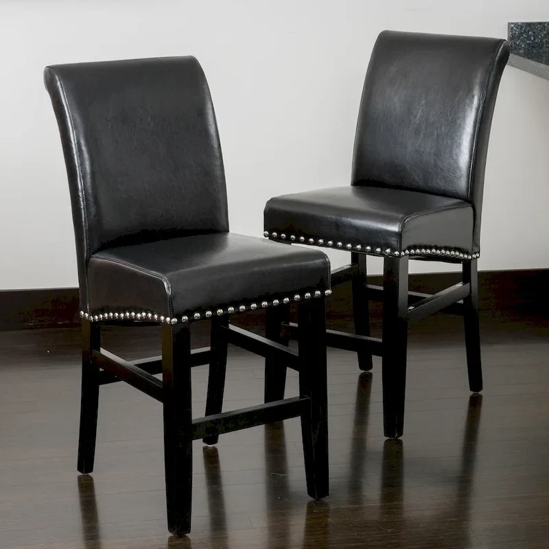 Lisette 41-inch Leather Counter Stool (Set of 2) by Christopher Knight Home