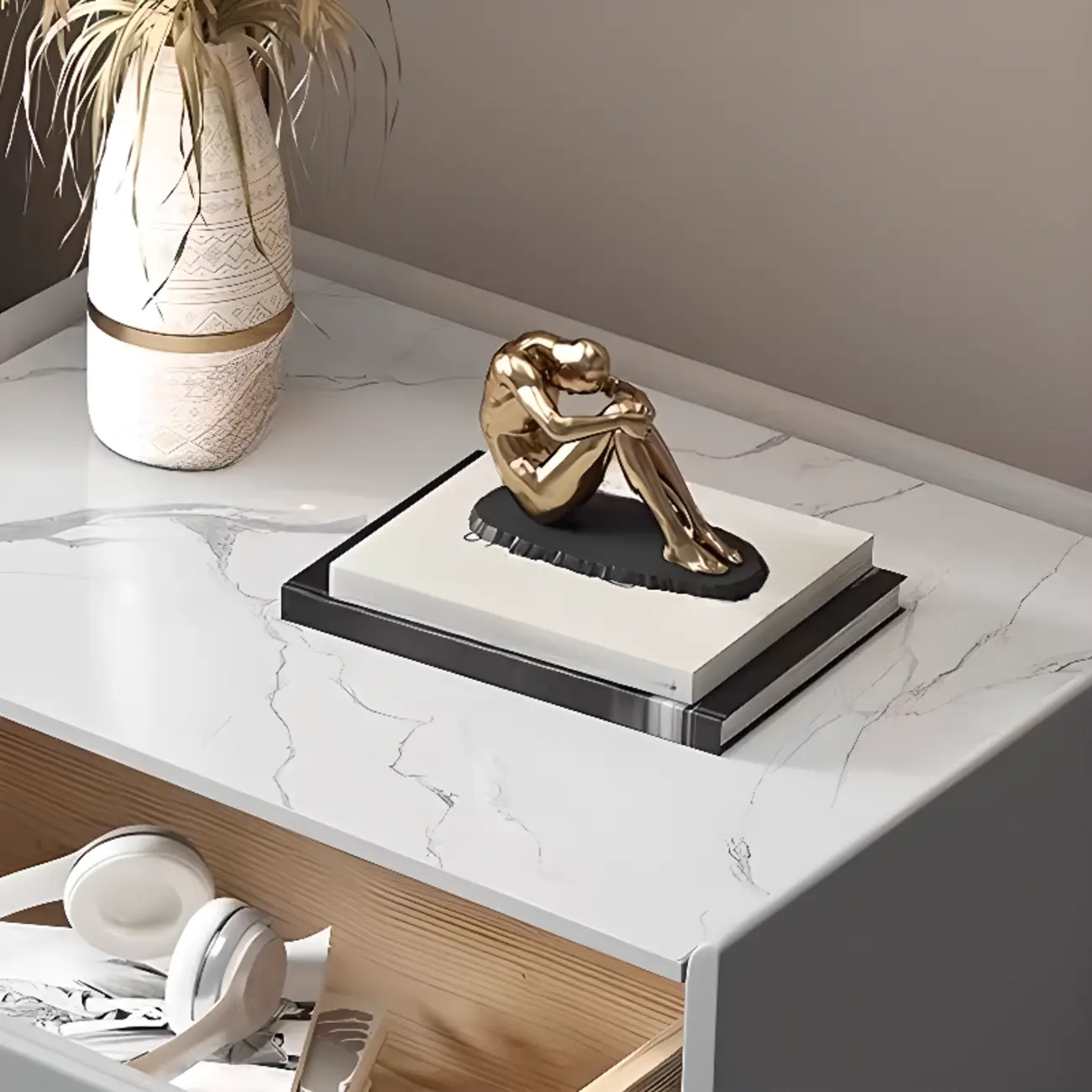 Modern Narrow Nightstand with Drawer