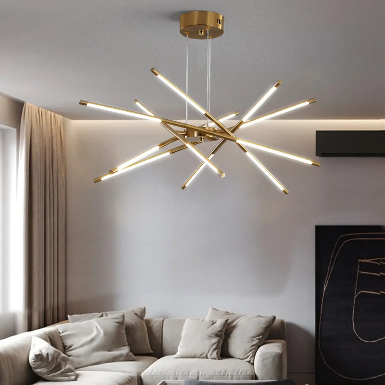 Modern LED Linear Chandelier with Adjustable Height