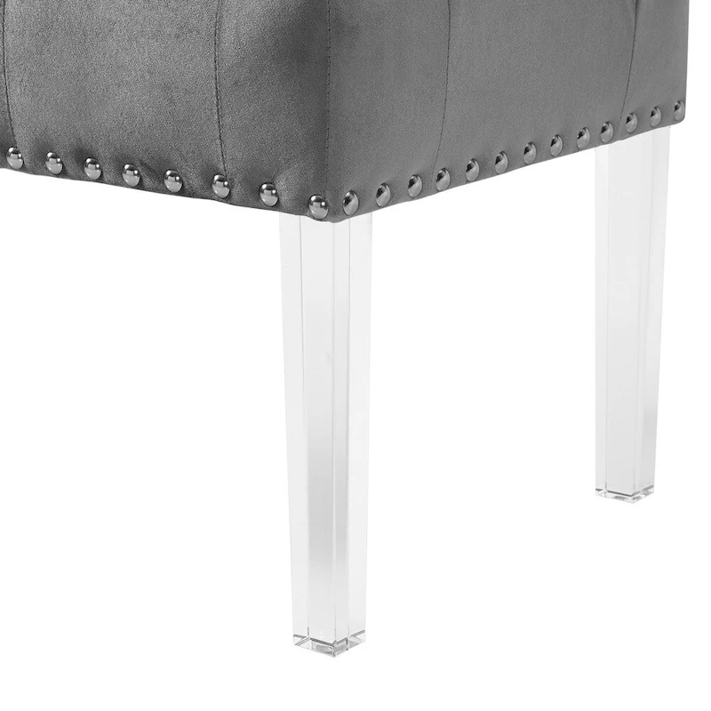 Roundhill Furniture Valley Button tufted Velvet Upholstered Bench with Acrylic Leg