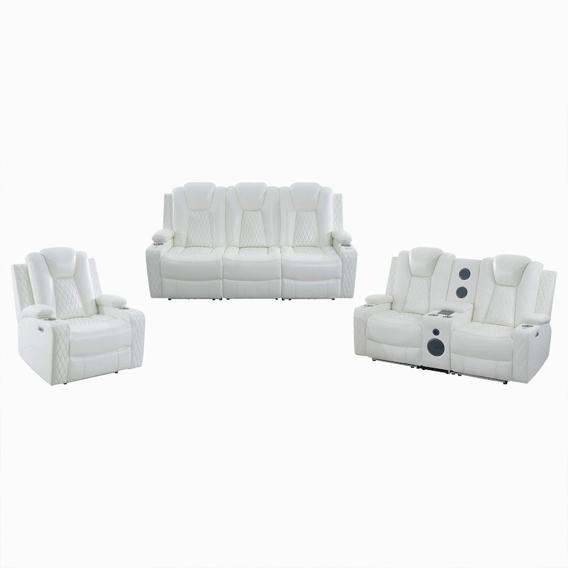 Deluxe Theater-Style Reclining Sofa Set with Power Recline, LED Lights, Wireless Charging and bluetooth Speaker