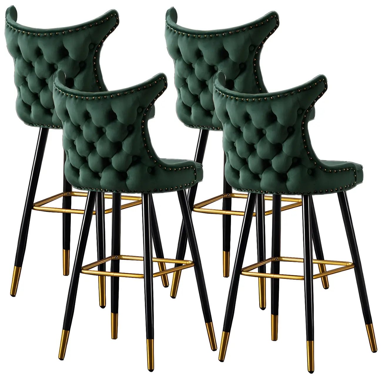 Velvet Upholstered Wingback Counter Height Bar Stools