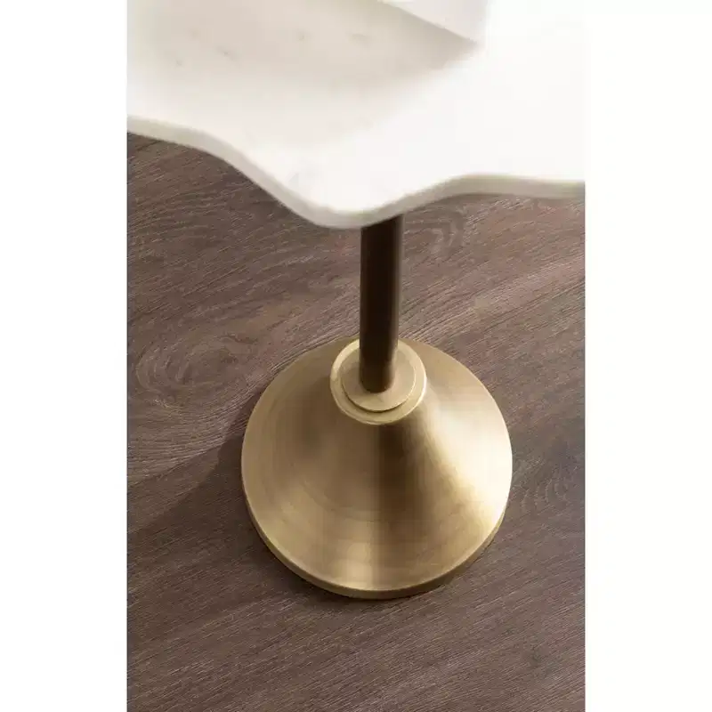 Kate and Laurel Sanzo Scalloped Marble and Metal Drink Table