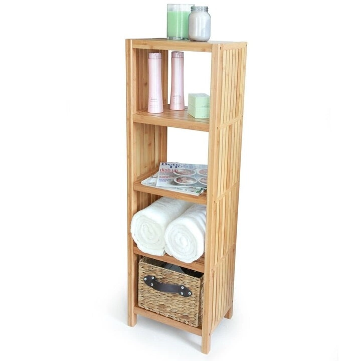ToiletTree Products Deluxe Bamboo Freestanding 5-Tier Bathroom Organizing Shelf, Bathroom Organizer with Storage Shelves